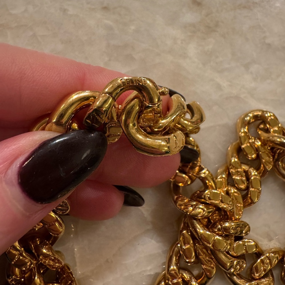 Celine Gold Cuban Link Necklace Statement Piece - Picture 6 of 8